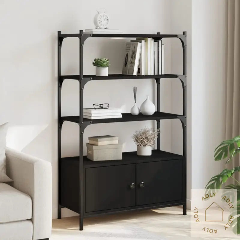 Bokhylle 3 Etasjer Svart 70X30X109,5 Cm Konstruert Tre
