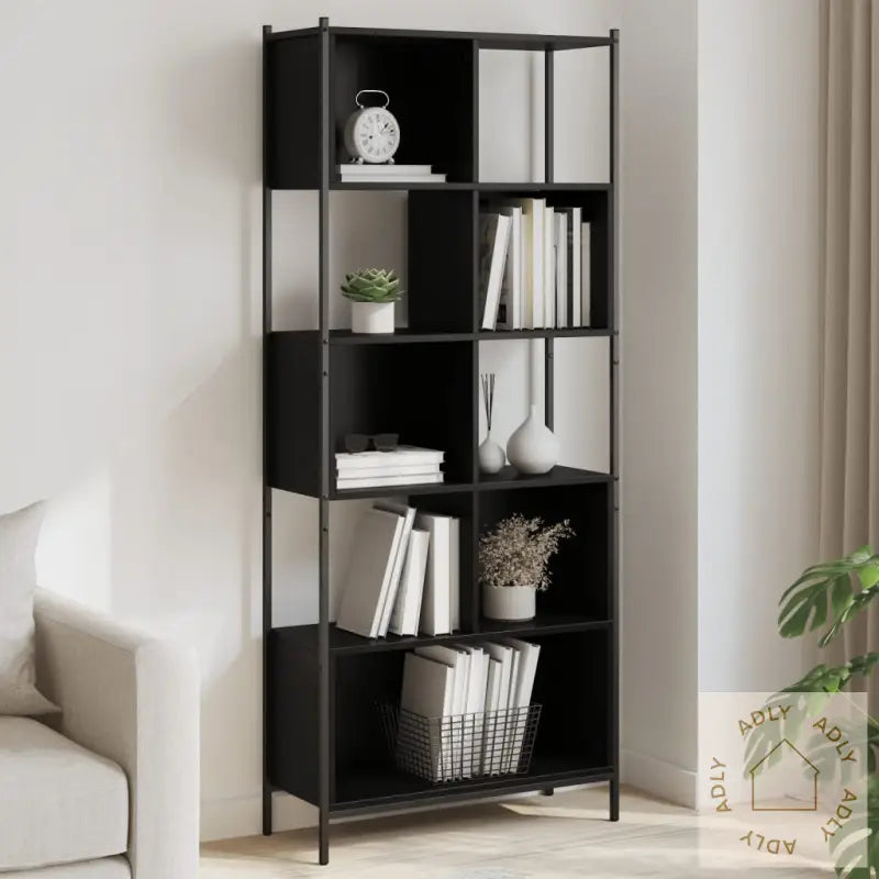 Bokhylle Svart 72X28X172 Cm Konstruert Tre