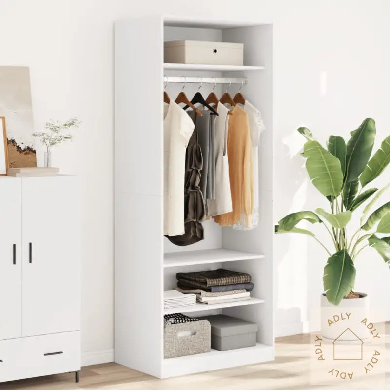 Garderobe Hvit 80X50X200 Cm Konstruert Tre