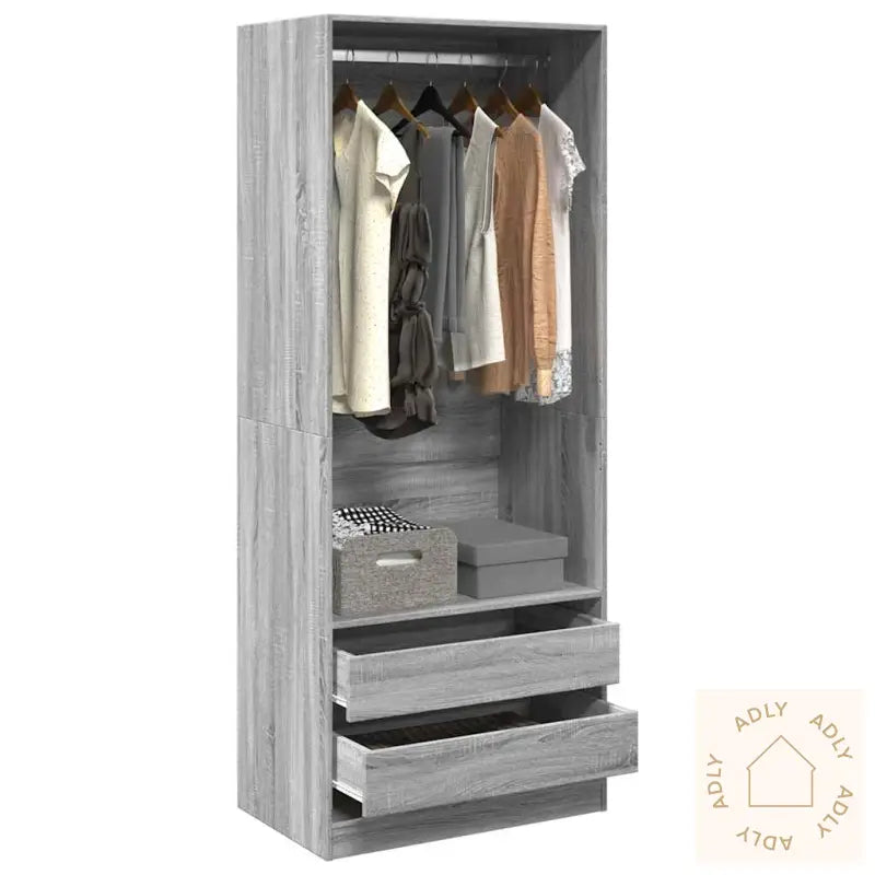 Garderobe Grå Sonoma 80X50X200 Cm Konstruert Tre