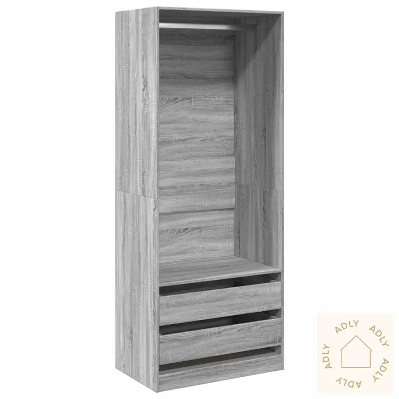 Garderobe Grå Sonoma 80X50X200 Cm Konstruert Tre