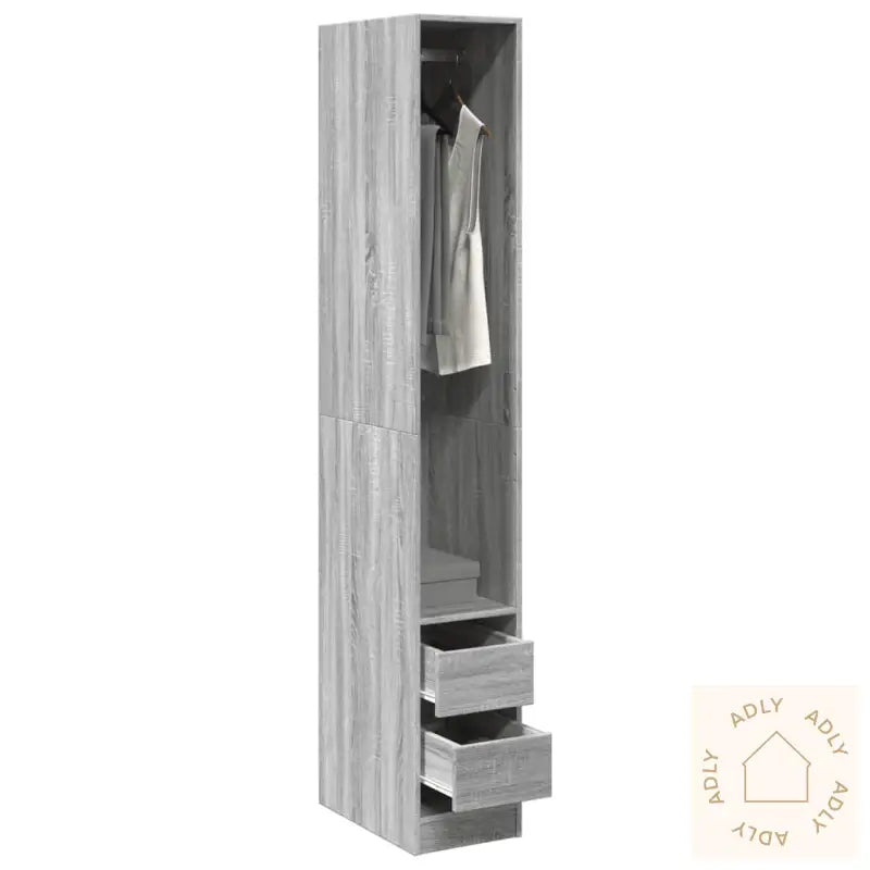 Garderobe Grå Sonoma 30X50X200 Cm Konstruert Tre
