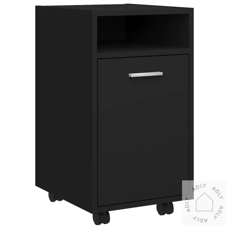 Sideskap Med Hjul Svart 33X38X60 Cm Konstruert Tre