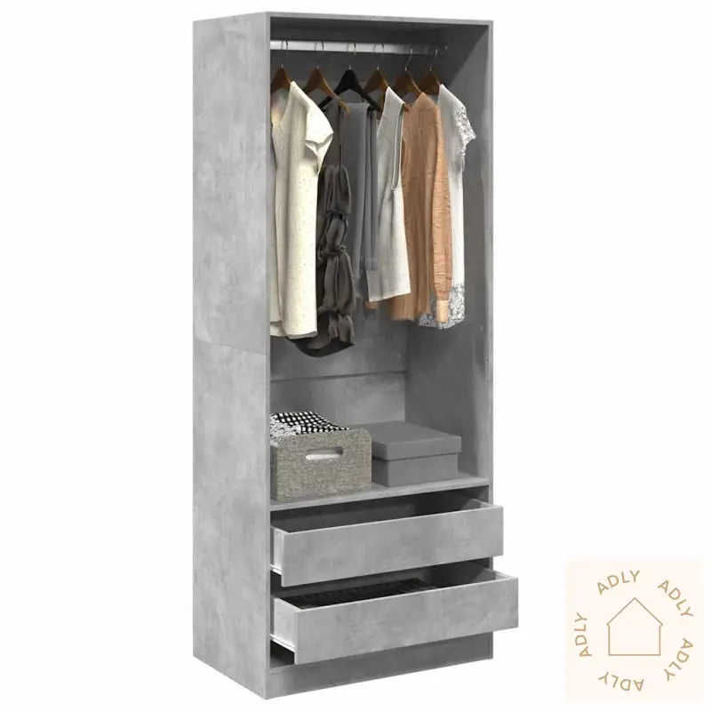 Garderobe Betonggrå 80X50X200 Cm Konstruert Tre