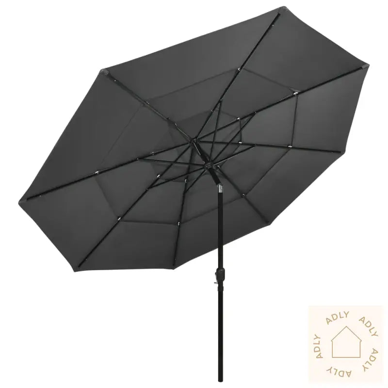 Hageparasoll Med Aluminiumsstang 3 Nivåer Antrasitt 3,5 M