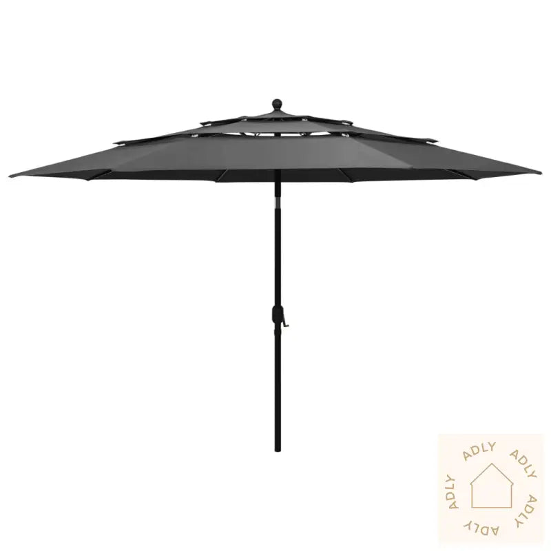 Hageparasoll Med Aluminiumsstang 3 Nivåer Antrasitt 3,5 M
