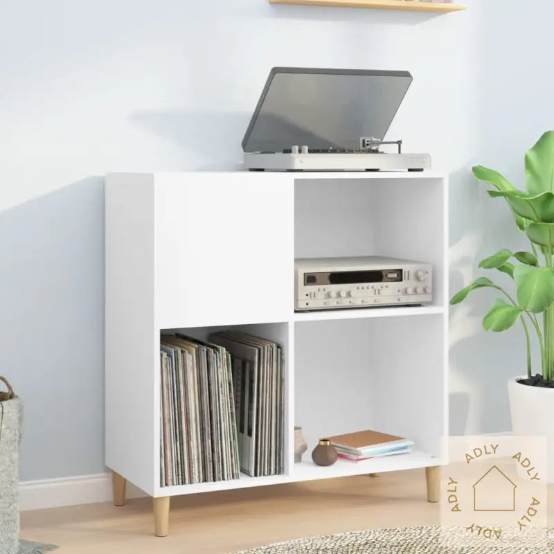 Hifi-Benk Hvit 84,5X38X89 Cm Konstruert Tre