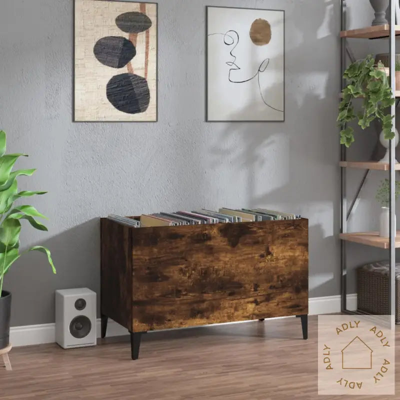 Hifi-Benk Røkt Eik 74,5X38X48 Cm Konstruert Tre
