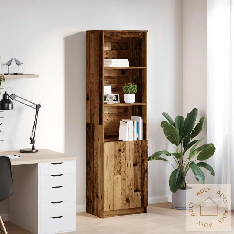 Highboard Gammelt Tre 50X35X180 Cm Konstruert Tre