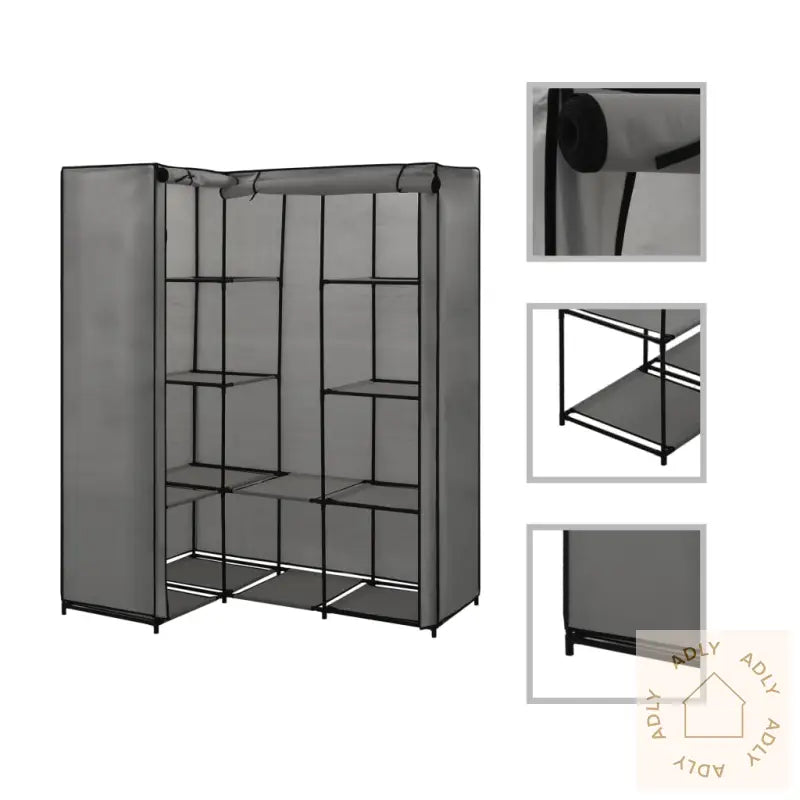 Hjørnegarderobe Grå 130X87X169 Cm