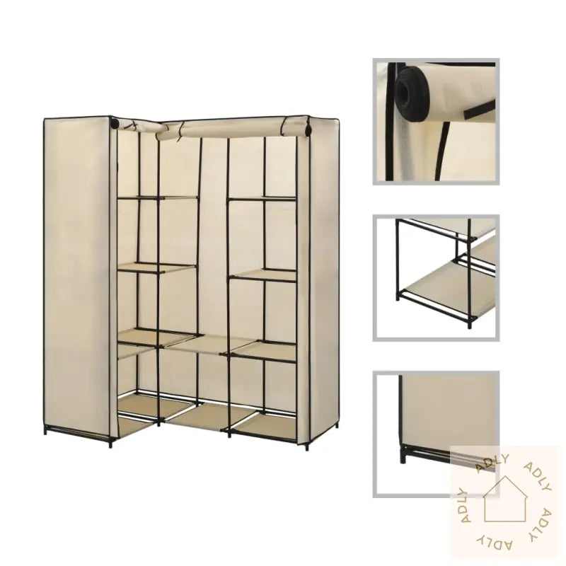 Hjørnegarderobe Kremhvit 130X87X169 Cm