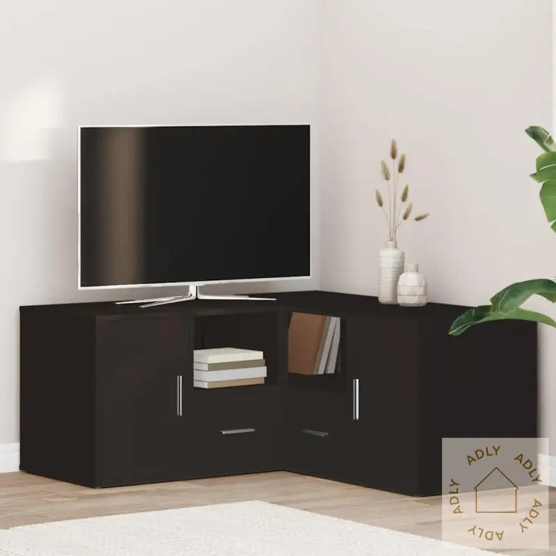 Hjørneskap Svart 160X40X45 Cm Sponplate