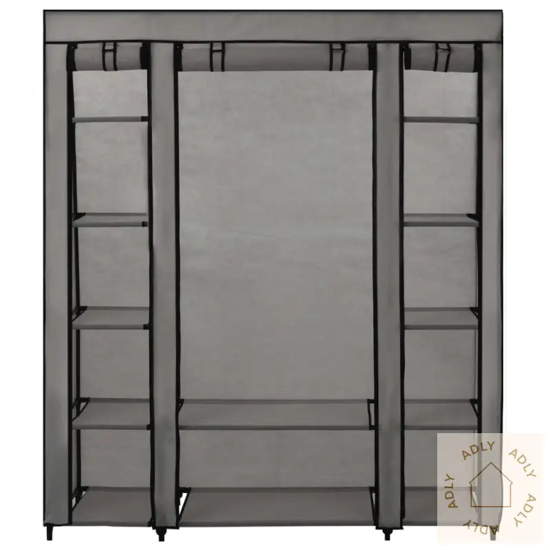 Garderobeskap Med Rom Og Stenger Grå 150X45X176 Cm Stoff