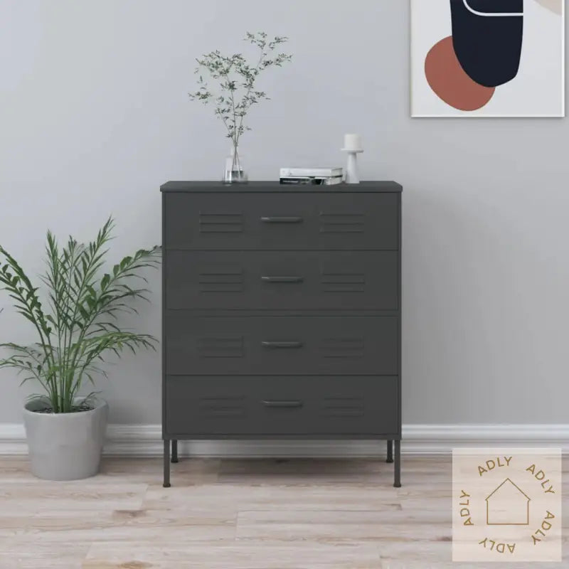Kommode Antrasitt 80X35X101,5 Cm Stål