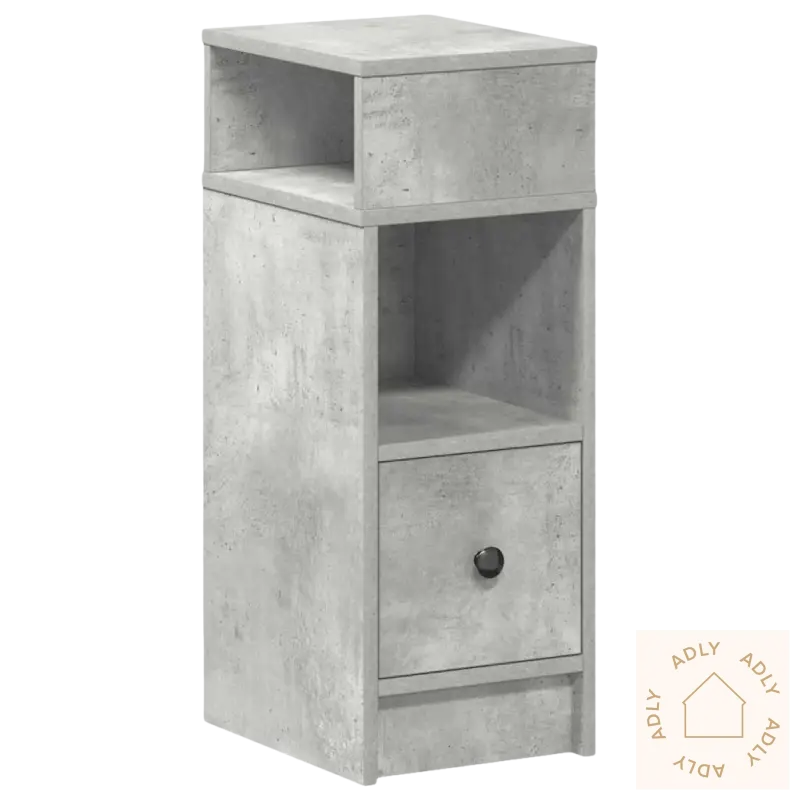 Konkrelook nattbord med moderne design og praktisk oppbevaringsløsning, perfekt for soverommet