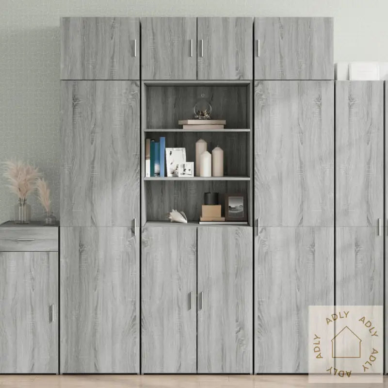 Oppbevaringsskap Grå Sonoma 70X42,5X225 Cm Konstruert Tre