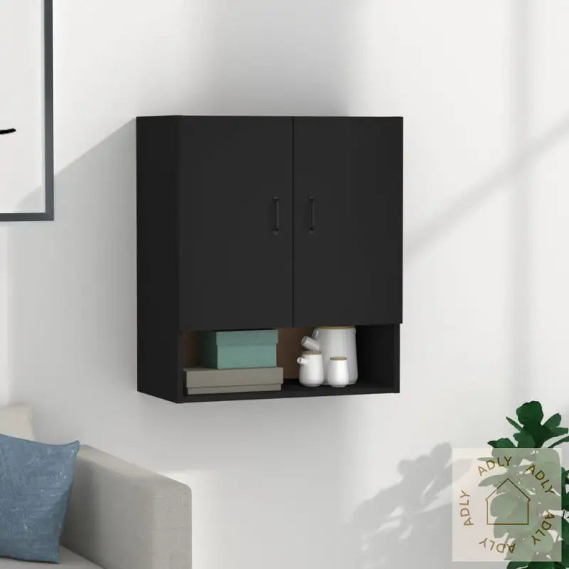 Veggskap Svart 60X31X70 Cm Konstruert Tre