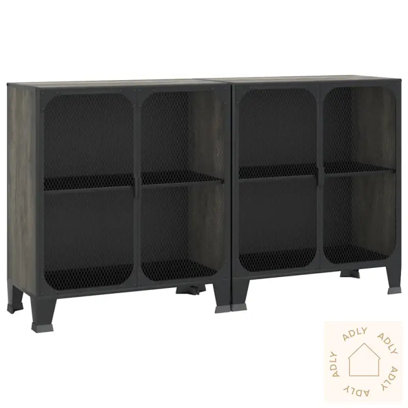Oppbevaringsskap 2 Stk Grå 72X36X82 Cm Metall Og Mdf
