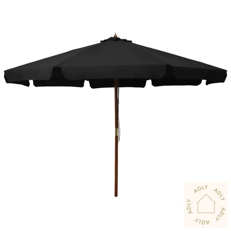 Parasoll Med Trestang 330 Cm Svart