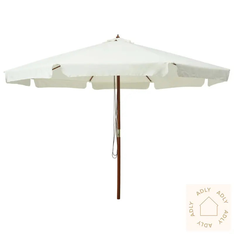 Parasoll Med Trestang 330 Cm Sandhvit