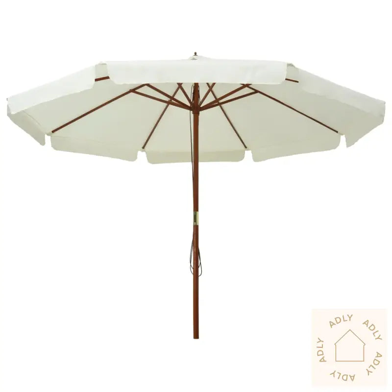Parasoll Med Trestang 330 Cm Sandhvit