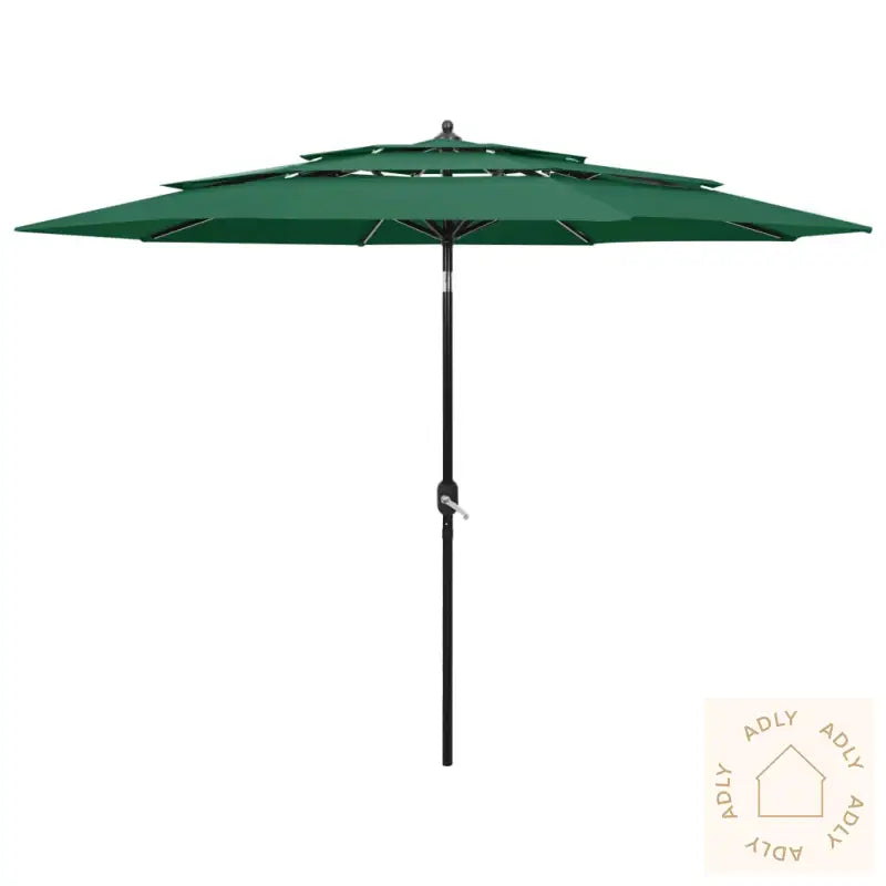 Hageparasoll Med Aluminiumsstang 3 Nivåer Grønn 3 M