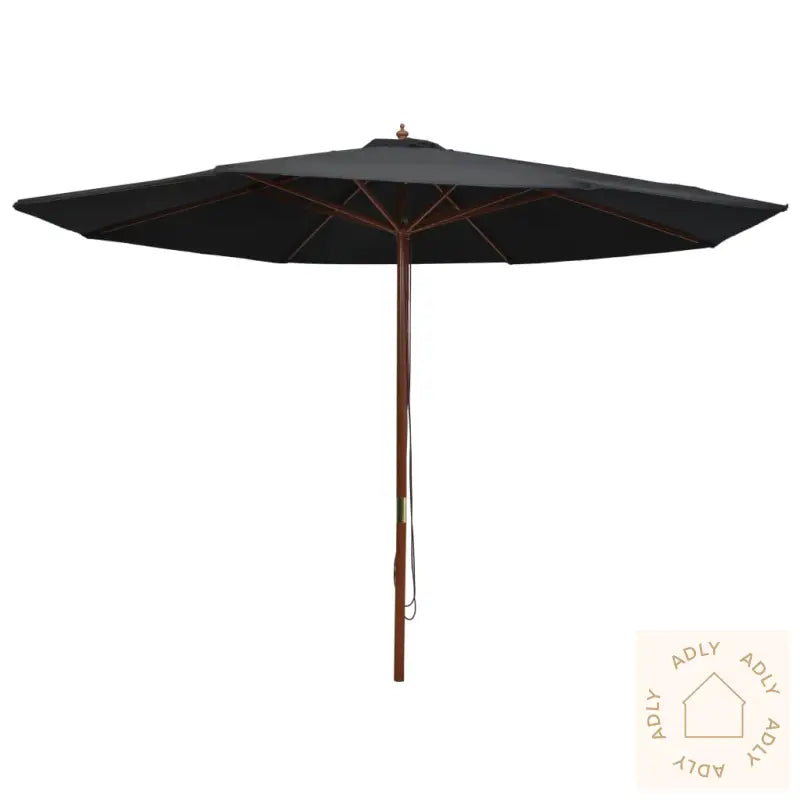 Parasoll Med Trestang 350 Cm Svart