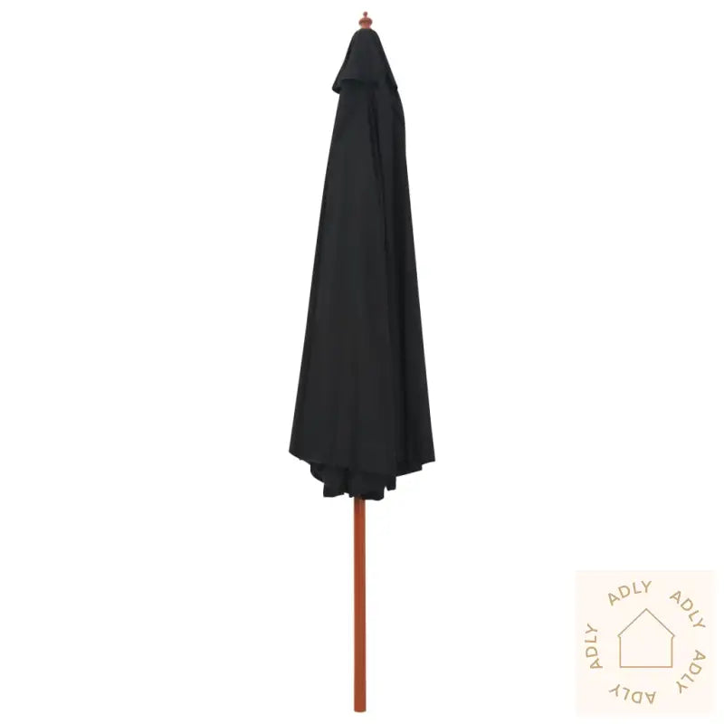 Parasoll Med Trestang 350 Cm Svart