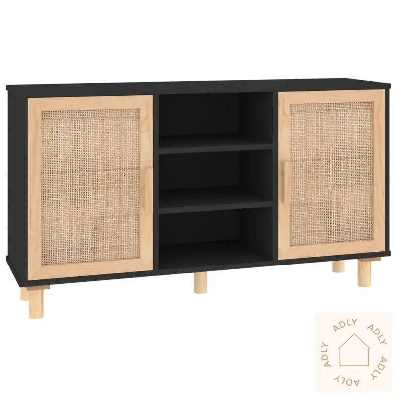 Skjenk Svart 105X30X60 Cm Heltre Furu Og Naturrotting