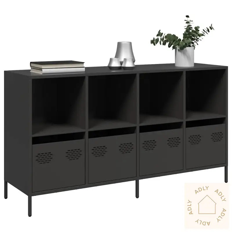 Skjenk Svart 135X39X73,5 Cm Kaldvalset Stål