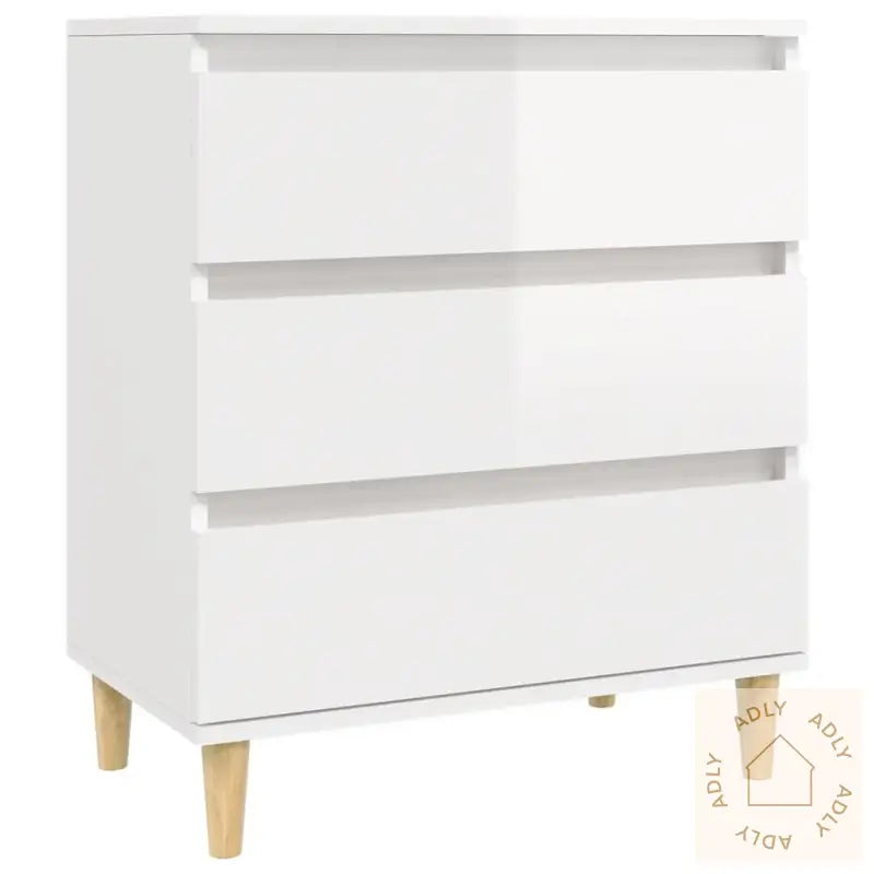Skjenk Høyglans Hvit 60X35X70 Cm Konstruert Tre