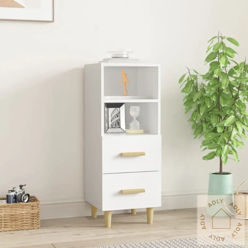 Skjenk Hvit 34,5X34X90 Cm Konstruert Tre