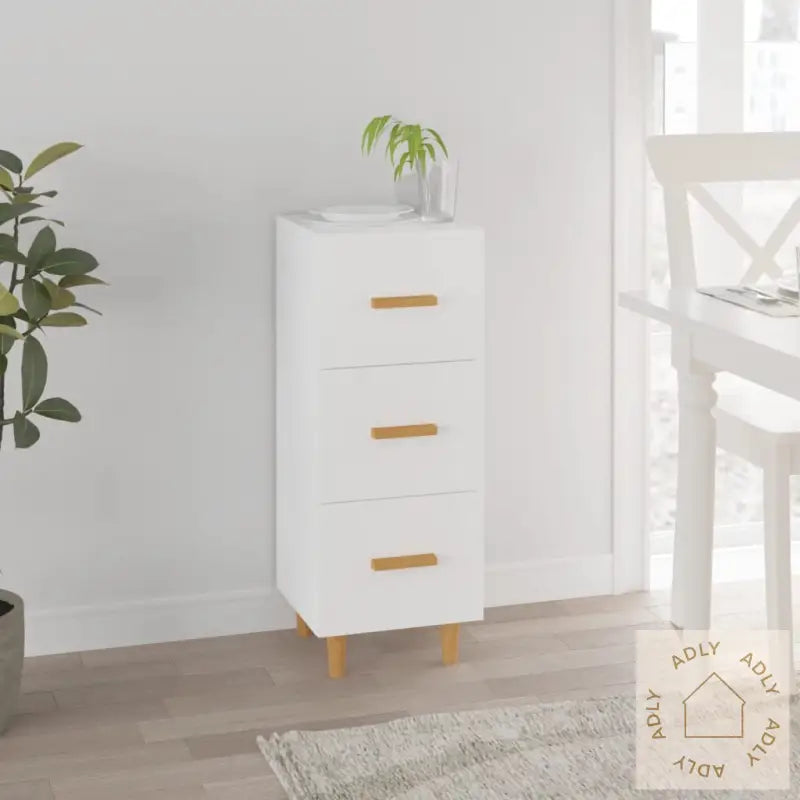 Skjenk Hvit 34,5X34X90 Cm Konstruert Tre