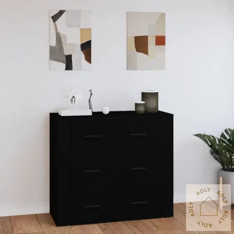 Skjenk Svart 80X33X70 Cm Konstruert Tre