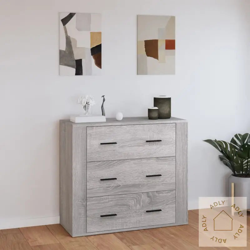 Skjenk Grå Sonoma 80X33X70 Cm Konstruert Tre