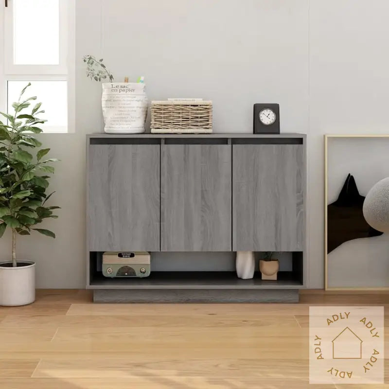 Skjenk Grå Sonoma Eik 97X31X75 Cm Konstruert Tre