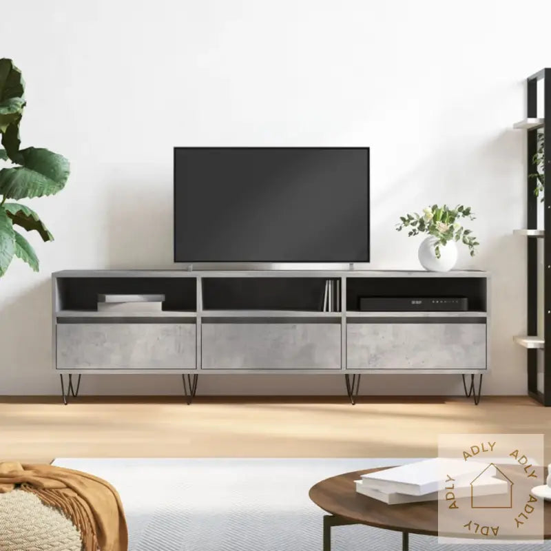 Tv-Benk Betonggrå 150X30X44,5 Cm Konstruert Tre