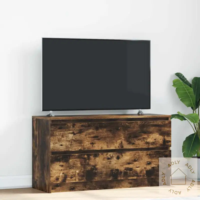 Tv-Benk Røkt Eik 100X35X54 Cm Konstruert Tre