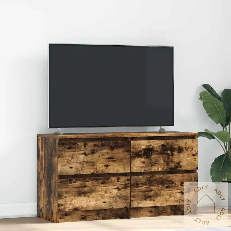 Tv-Benk Røkt Eik 100X35X54 Cm Konstruert Tre