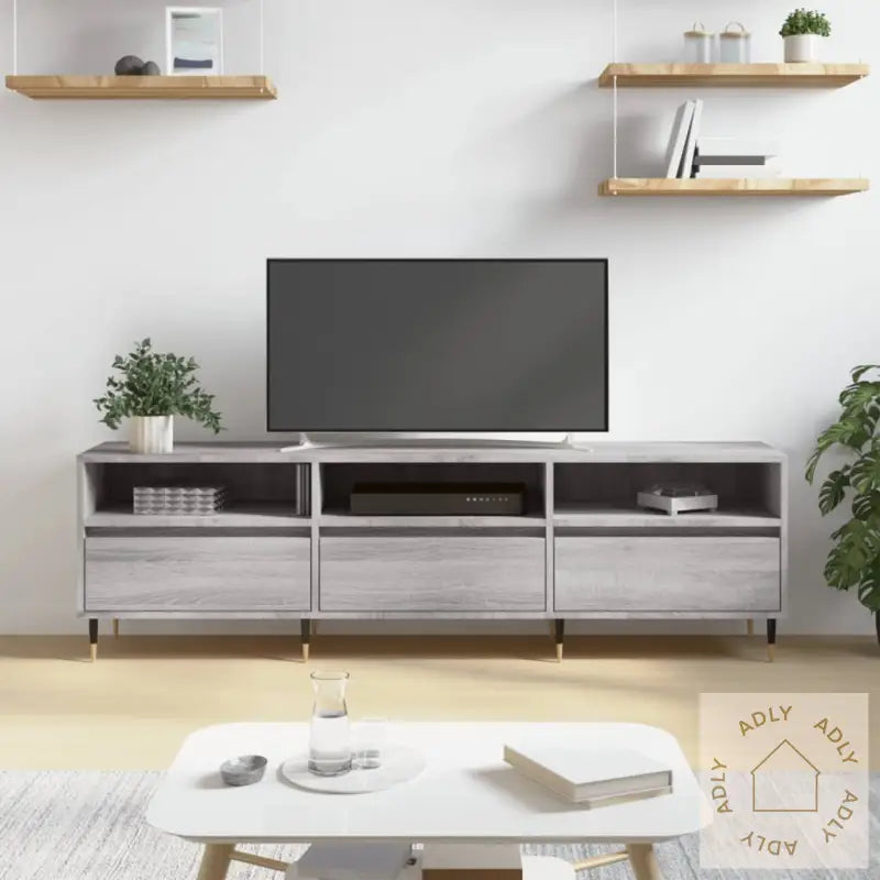 Tv-Benk Grå Sonoma 150X30X44,5 Cm Konstruert Tre