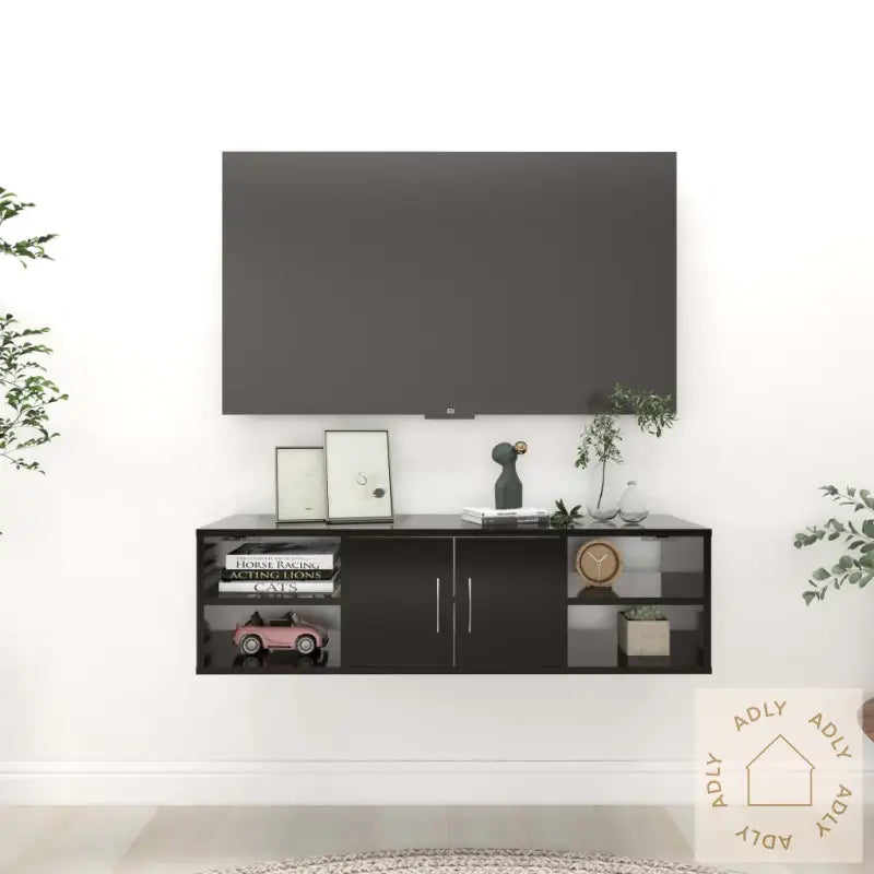 Vegghylle Svart 102X30X29 Cm Konstruert Tre