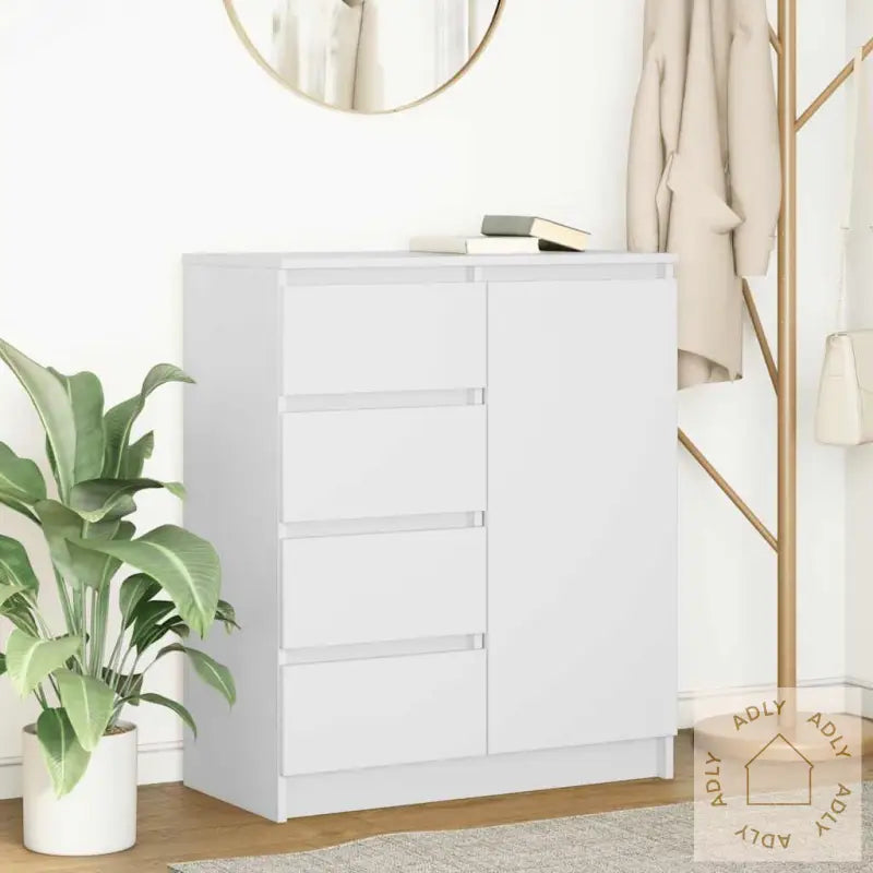 Skjenk Med Skuffer Hvit 71X35X84 Cm Konstruert Tre