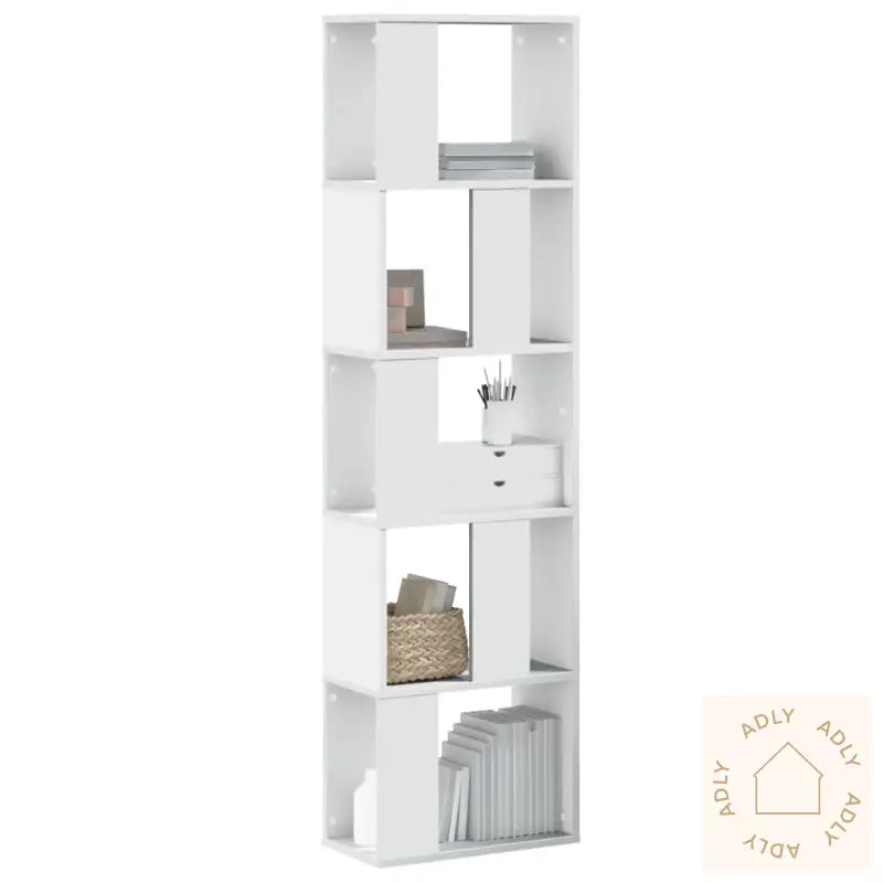 Bokhylle 5 Etasjer Hvit 45X23,5X162,5 Cm Konstruert Tre