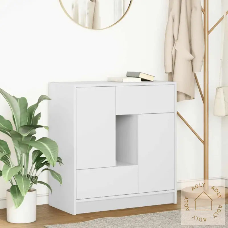 Skjenk Med Skuffer Og Dører Hvit 70,5X34X74,5 Cm