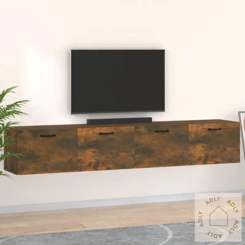 Veggskap 2 Stk Røkt Eik 100X36,5X35 Cm Konstruert Tre
