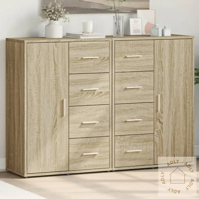 Skjenker 2 Stk Sonoma Eik 60X31X84 Cm Konstruert Tre