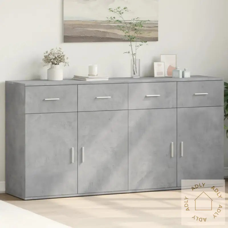 Skjenker 2 Stk Betonggrå 79X38X80 Cm Konstruert Tre