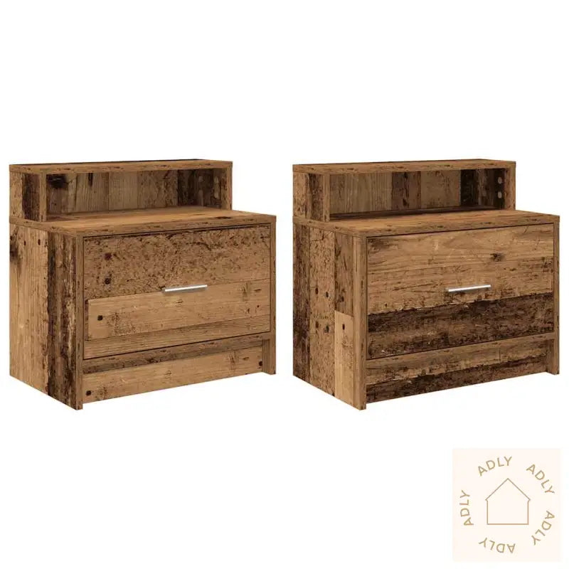 Nattbord Med Skuff 2 Stk Gammelt Tre 51X31X47 Cm