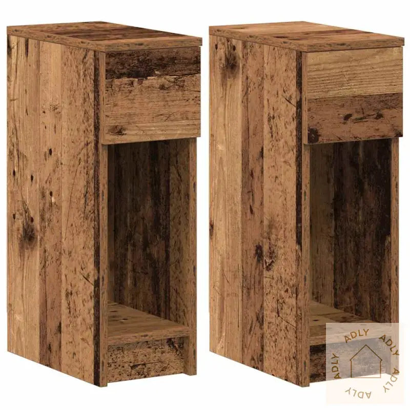 Nattskap Med Skuff 2 Stk Gammelt Tre 20X36X60 Cm