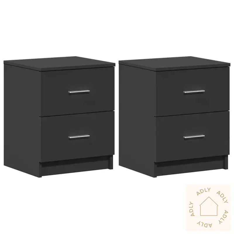 Nattbord 2 Stk Med 2 Skuffer Svart 40X36X50 Cm